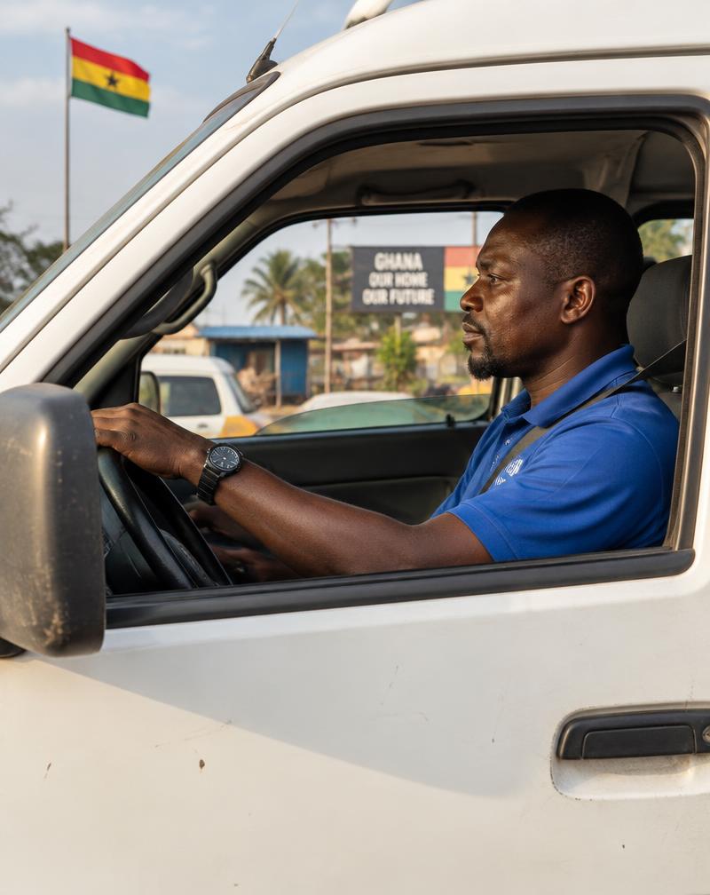 Van driver heading out on a pickup run